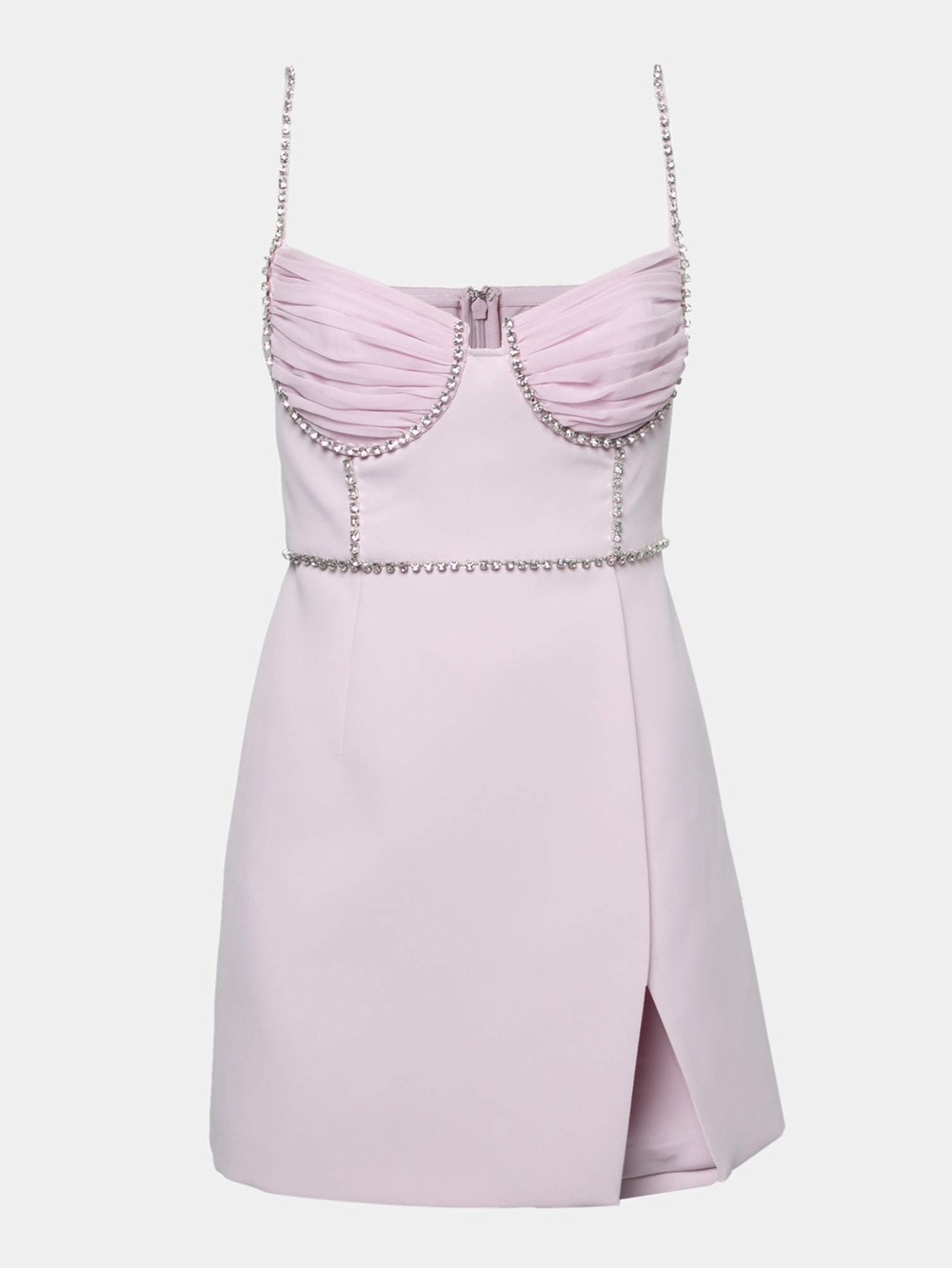 Self-Portrait Lilac Crystal-Trim Bustier Mini Dress